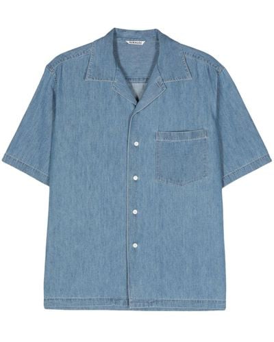 AURALEE Short-sleeved Denim Shirt - Blue