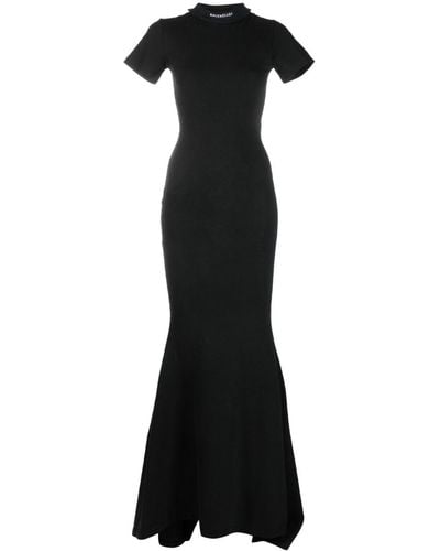 Balenciaga Logo-embroidered Gown - Black