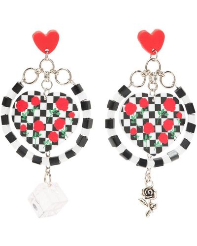 Amir Slama Checkerboard-pattern Heart Earrings - White