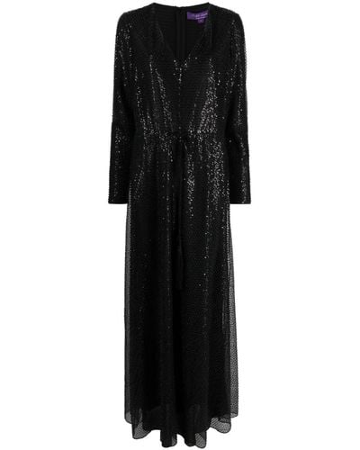 Ralph Lauren Collection Vestido Carmelo largo con lentejuelas - Negro