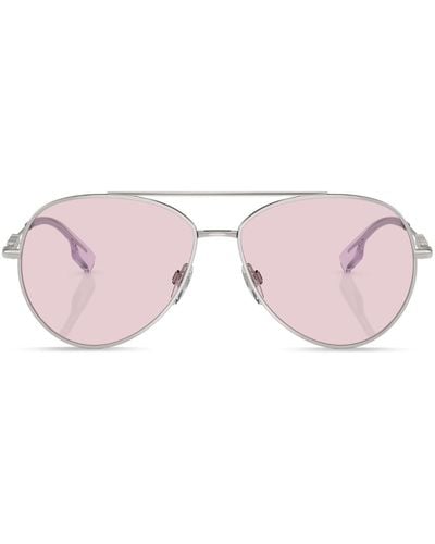 Burberry Pilotenbrille mit Logo-Schild - Pink