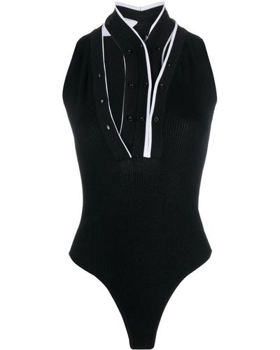 Y. Project Triple Neck Bodysuit - Black