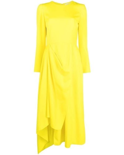 Alexander McQueen Gedrapeerde Midi-jurk - Geel