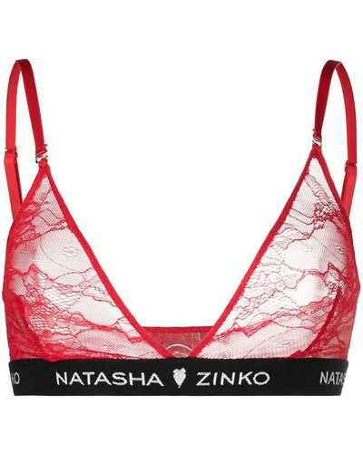 Natasha Zinko Sujetador de triángulo con encaje - Rojo