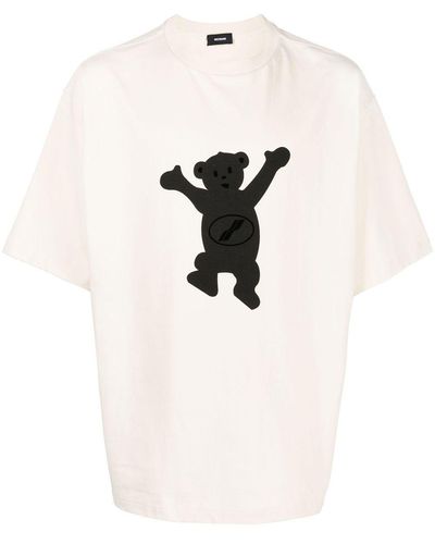 we11done T-Shirt mit Teddy-Print - Natur