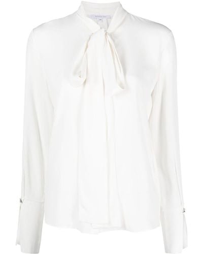 Patrizia Pepe Pussy-bow Long-sleeved Shirt - White