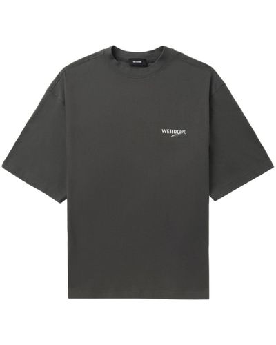 we11done Basic 1506 Katoenen T-shirt Met Logoprint - Zwart