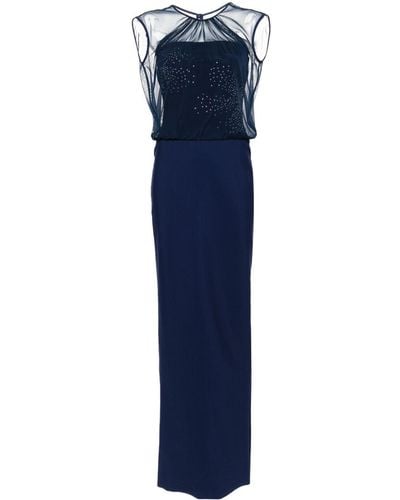 La Petite Robe Di Chiara Boni Kristallverziertes Gracie Abendkleid - Blau