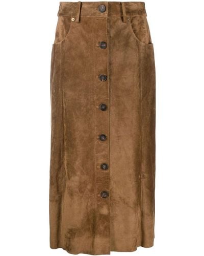 Golden Goose Buttoned-up Leather Skirt - Brown