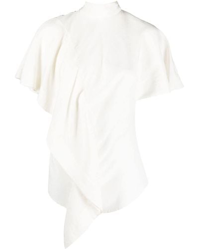 Colville Ruffle-detailing roll-neck blouse - Bianco