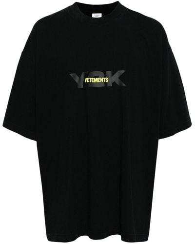 Vetements T-shirt en coton à logo imprimé - Noir