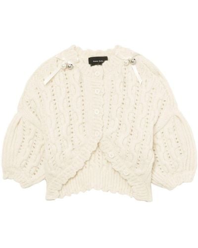 Simone Rocha Bell-charm Cable-knit Cardigan - Natural
