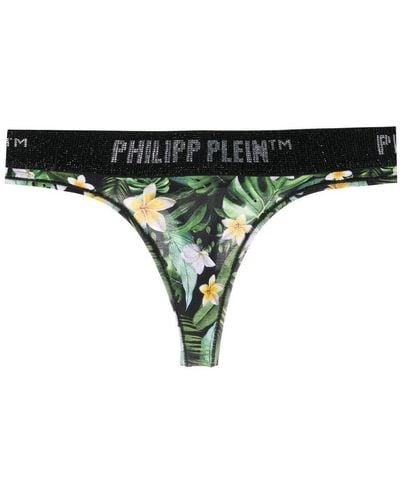Philipp Plein Tanga con motivo Hawaiian - Verde