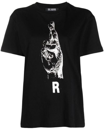Raf Simons T-shirt Met Print - Zwart