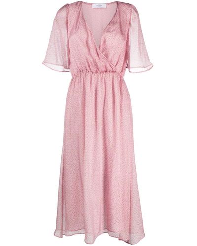 Roseanna V-neck Silk Midi Dress - Pink