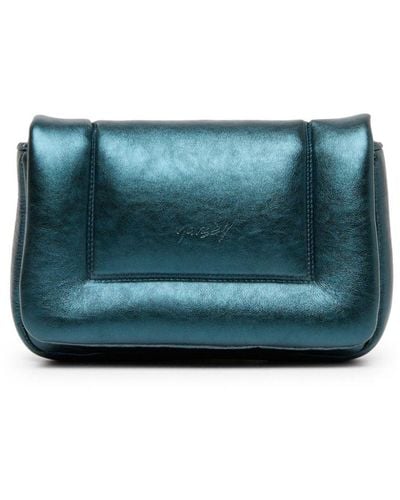 Marsèll Riquardo Metallic-finish Leather Clutch - Blue