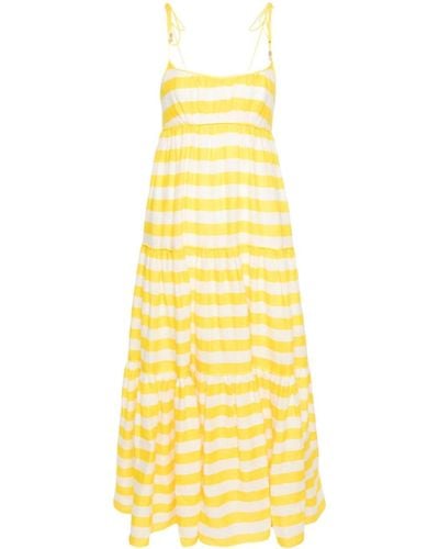 Zimmermann Alight Striped Linen Midi Dress - Yellow