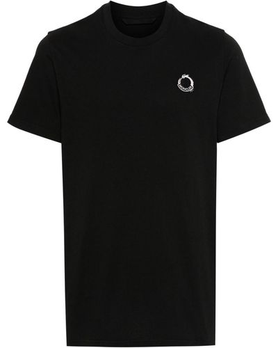 Moncler T-shirt en coton à logo appliqué - Noir