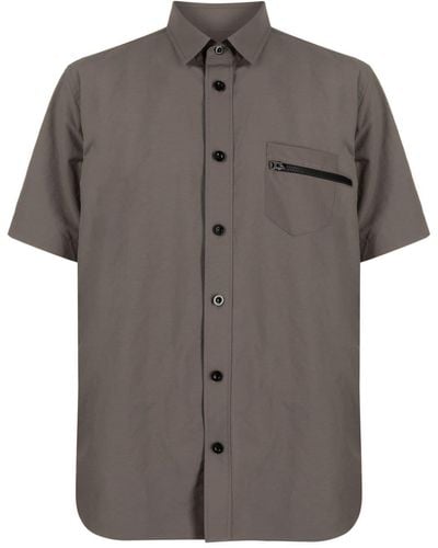 Sacai Zip-pocket Spread-collar Shirt - Gray
