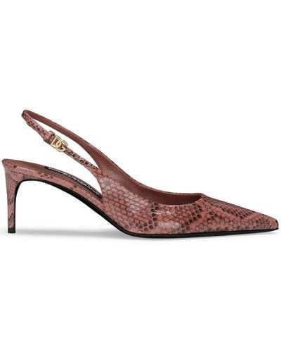 Dolce & Gabbana Snakeskin-effect Slingback Court Shoes - Pink