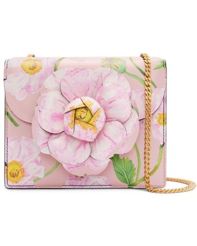 Oscar de la Renta Tro Floral-print Leather Mini Bag - Pink