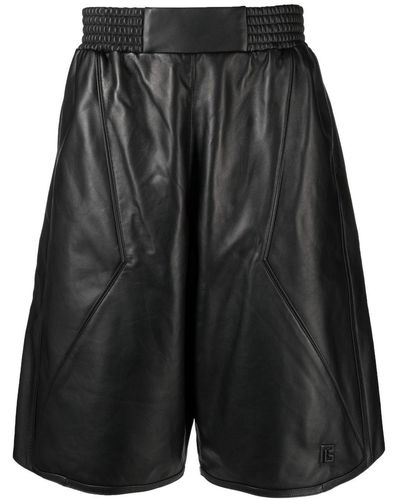 Balmain Bermuda en cuir - Noir