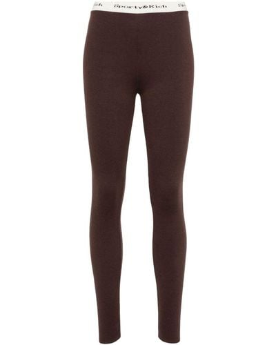 Sporty & Rich Logo-waistband Knitted leggings - Brown