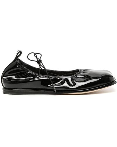 Simone Rocha Heart-toe Patent Leather Ballerina Shoes - Black