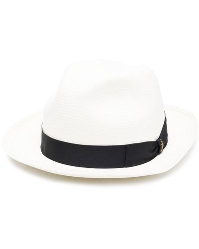 Borsalino Sombrero fedora con detalle de lazo - Blanco