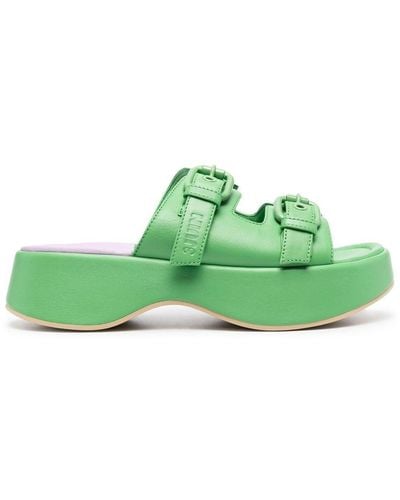 3Juin Double-buckle Leather Sandals - Green