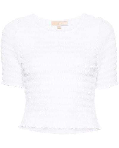 MICHAEL Michael Kors Ruffled-trim Smocked T-shirt - White