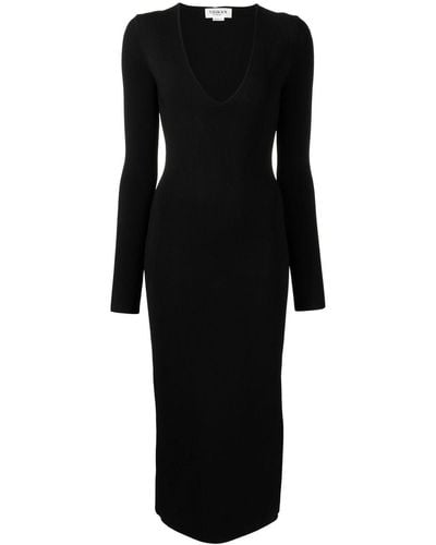 Victoria Beckham Deep V-neck Midi-dress - Black