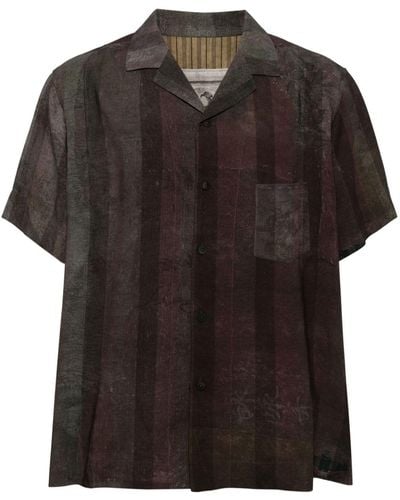 Ziggy Chen Striped cotton shirt - Schwarz