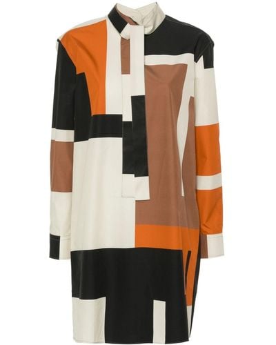 Fendi Robe en coton à design colour block - Noir