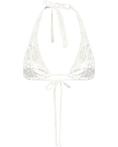 Forte Forte Triangle Velvet Bikini Top - White