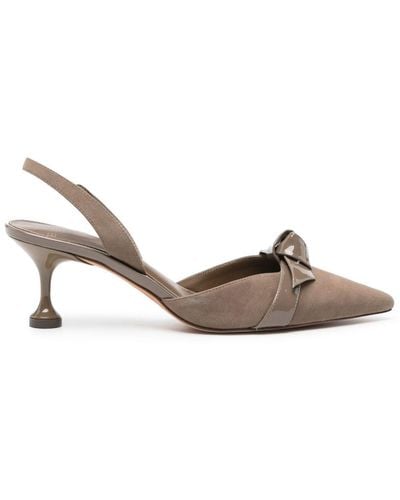 Alexandre Birman Clarita 70mm Suede Slingback Court Shoes - Metallic
