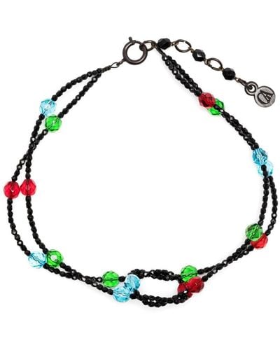 Giorgio Armani Bead-embellished Twisted-band Necklace - Black