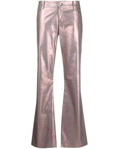 Collina Strada Metallic Flared Pants - Pink