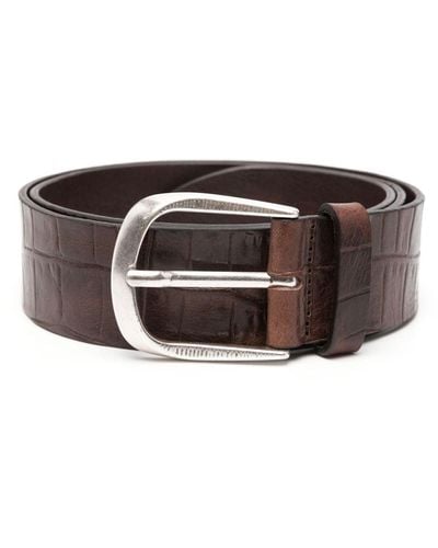 Dondup Embossed-crocodile Leather Belt - Brown