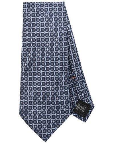 Zegna Geometric-pattern Silk Tie - Blue