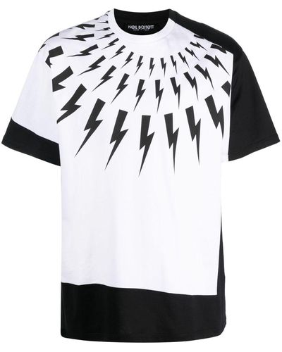 Neil Barrett T-Shirt mit Blitz-Print - Weiß