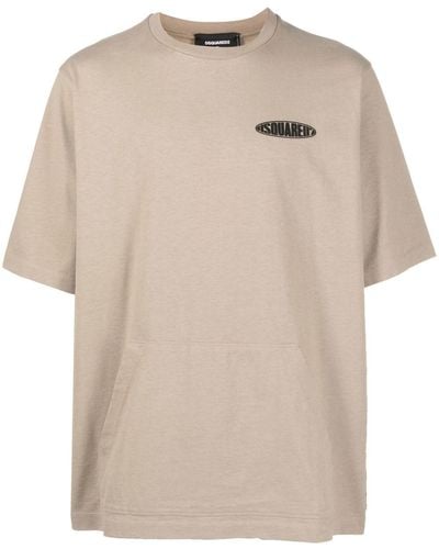 DSquared² Logo-appliqué Short-sleeved T-shirt - Natural