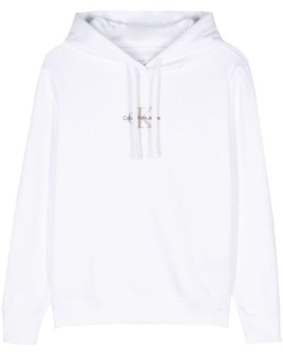 Calvin Klein Logo-embroidered hoodie - Weiß