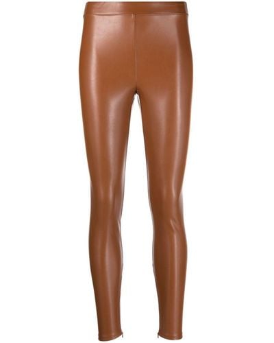 MICHAEL Michael Kors Ankle-zip Faux-leather leggings - Brown