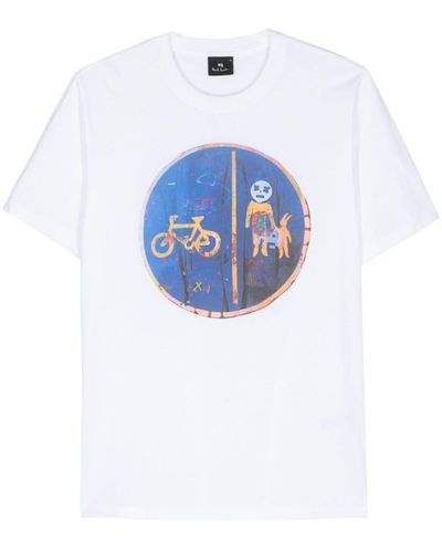 PS by Paul Smith T-Shirt mit Straßenschild-Print - Blau