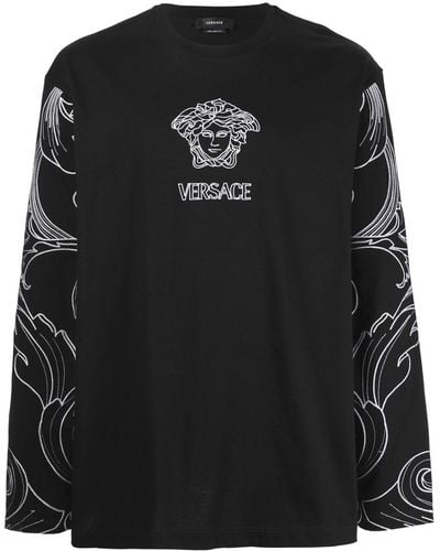 Versace T-shirt Met Medusa Print - Zwart