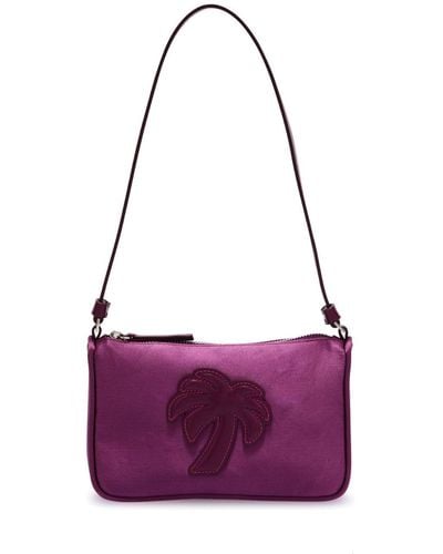 Palm Angels Palm-motif Satin Shoulder Bag - Purple