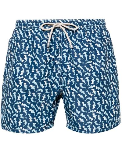 Mc2 Saint Barth Lighting Shark-print Swim Shorts - Blue