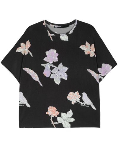 Bimba Y Lola Floral-print T-shirt - Black