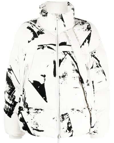 Y-3 Paint Splatter-print Puffer Jacket - White